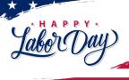 Happy Labor Day text and flag